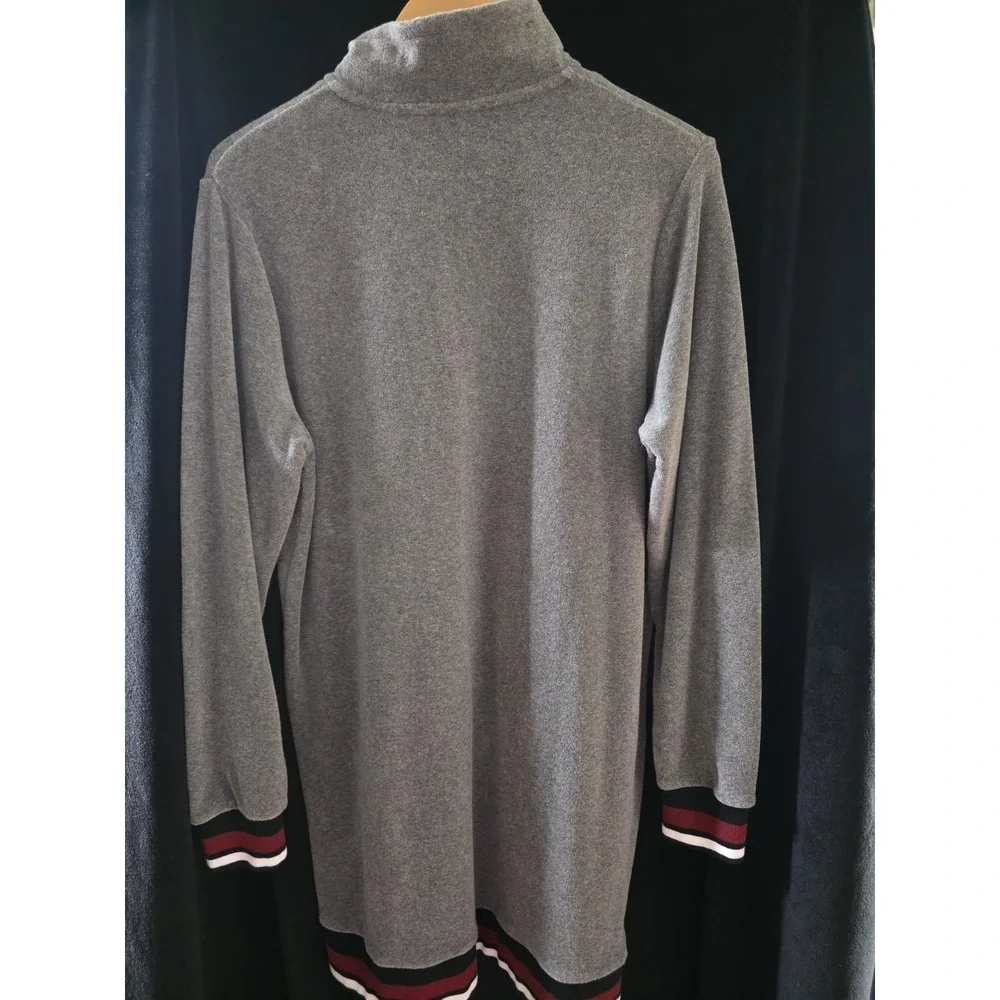 Nike Terry Sweater Dress Gray Collared Zip Long Sleeve Size M